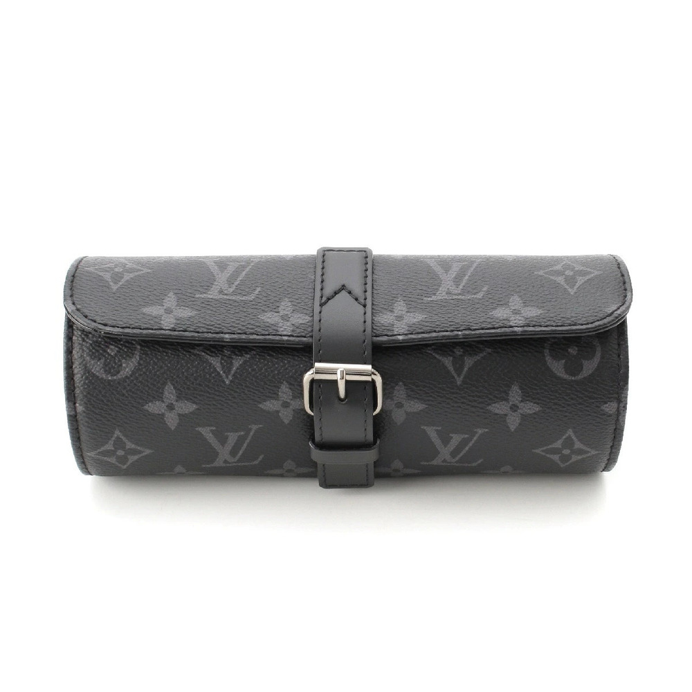 Louis Vuitton Etui Montres Monogram Eclipse Black Watch Case Accessories Black